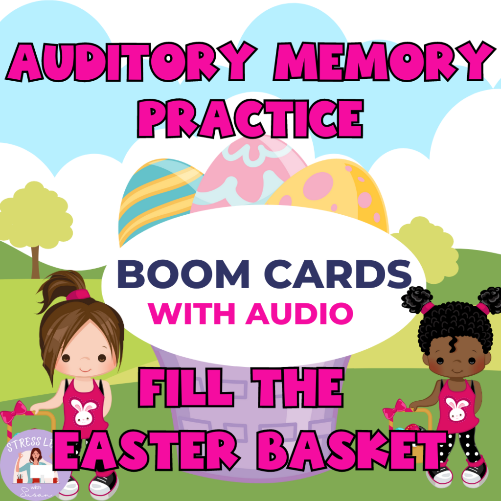 auditory working memory game Fill the Easter Basket