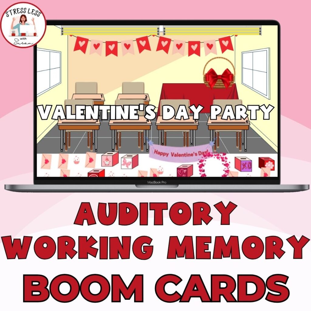 auditory working memory game to practice listening and following multi-step directions: Valentine's Day theme