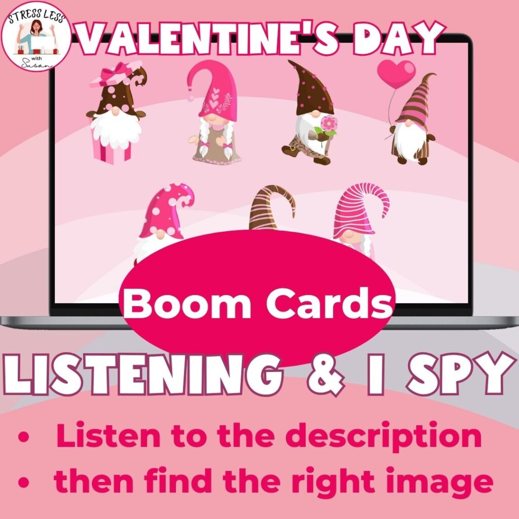 listening and I spy game Valentine's Day